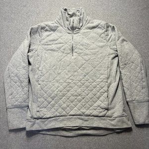 Lululemon Sweatshirt Womens 12 Gray Pullover 1/2 Zip Quilted Long Sleeve Active
